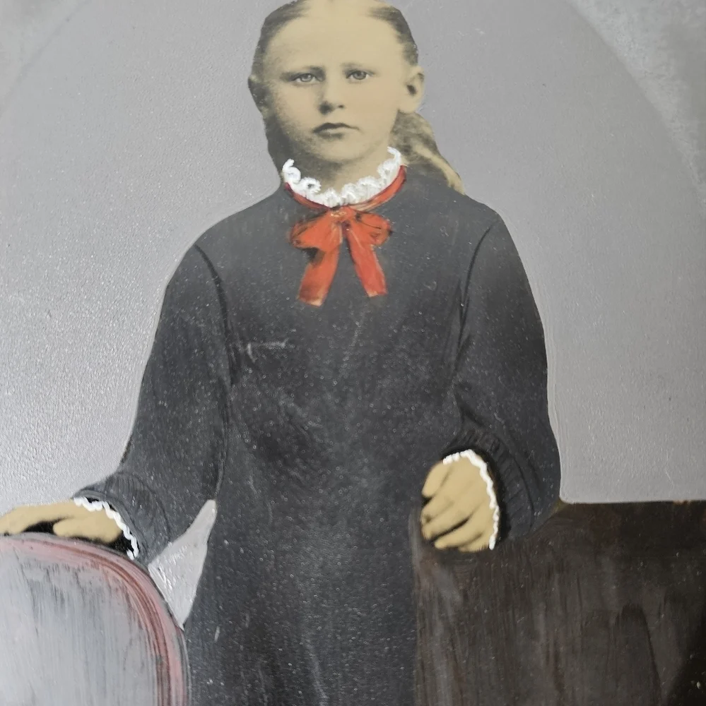 Vintage Full Plate Tintype Photo Young Girl